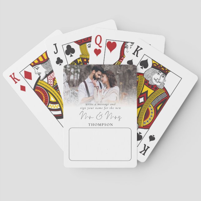 Modern fotoöverlägg Bröllop Guest Bok Casinokort (Baksidan)