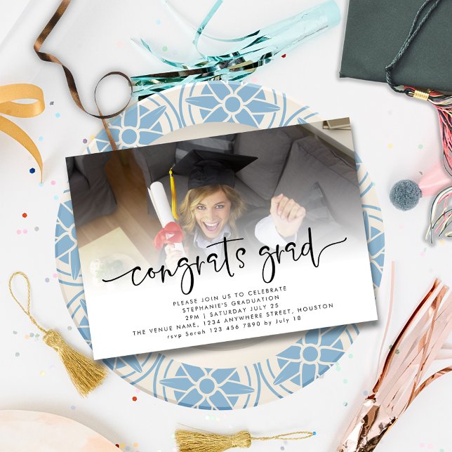 Modern Fotoöverlagring Gratulerar Grad 2025 Studen Inbjudningar (Skapare uppladdad)