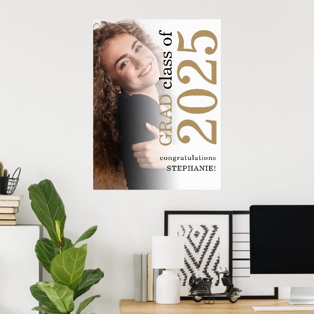 Modern Fotoöverlagring Gratulerar Grad 2025 Studen Poster (Hemmakontoret)