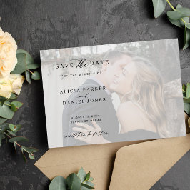 Modern fotoövertäckning bröllop spara datumet