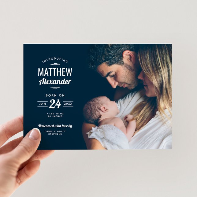 Modern fotoövertäckning Magnetic Birth-meddelande Magnetisk Inbjudningskort (Skapare uppladdad)