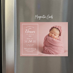 Modern fotoövertäckning Magnetic Birth-meddelande Magnetisk Inbjudningskort