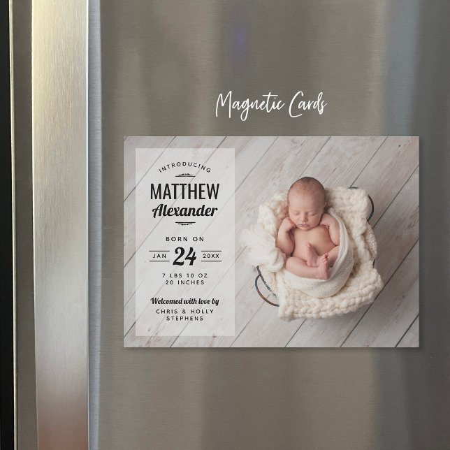Modern fotoövertäckning Magnetic Birth-meddelande Magnetisk Inbjudningskort (Skapare uppladdad)