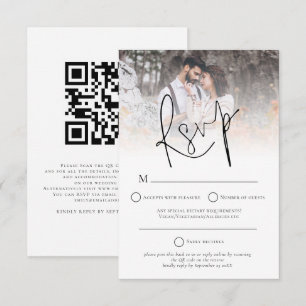 Modern fotoövertäckning QR-kod Bröllop OSA Kort
