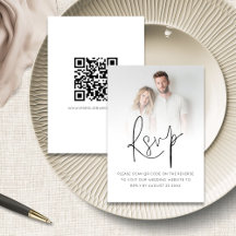Modern fotoövertäckning Skript QR-kod Bröllop