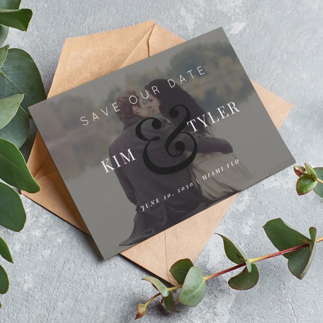 Modern fotoövertäckning svart bröllop spara datumet (Skapare uppladdad)