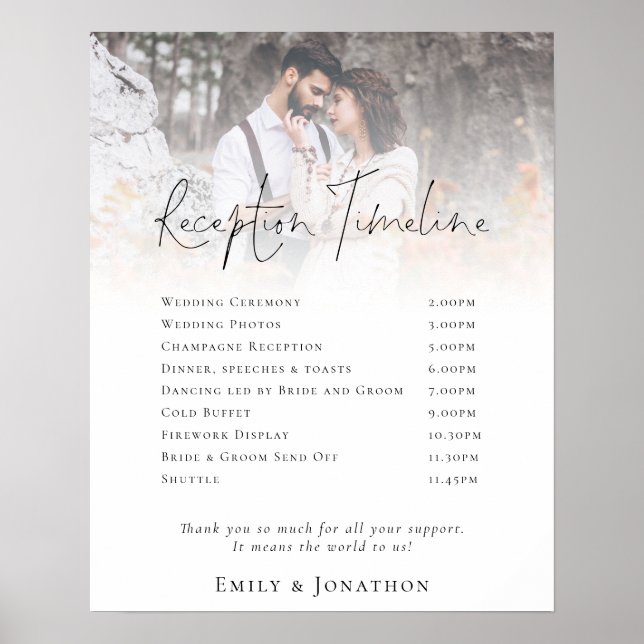 Modern Fotopåläggning Mottagning Tidslinje Poster (Framsidan)