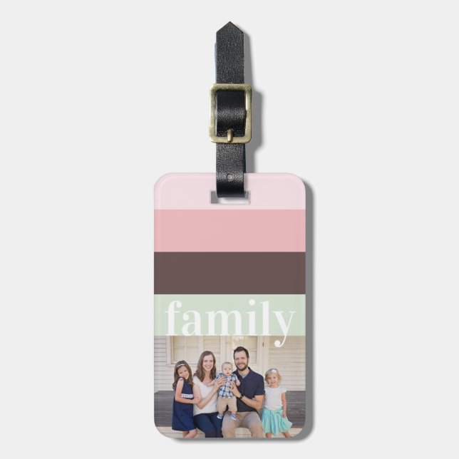 Modern fotoRosa, Grönt, brun stripe Bagagebricka (Vertikal Framsida)