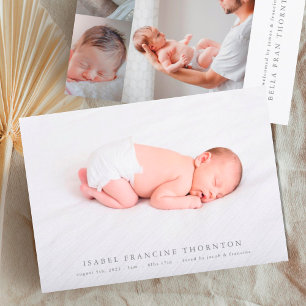 Modern fotosamling i elegant baby födelse meddelande