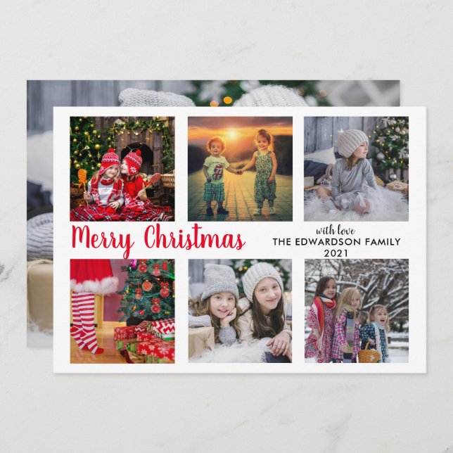 Modern fotosamling i familjen God jul Julkort (Fram/baksida)