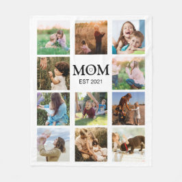 Modern fotosamling i familjen mamma fleecefilt