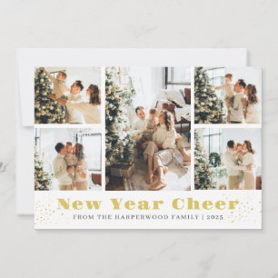 Modern fotosamling i Gott nytt år med enkel Elegan Julkort