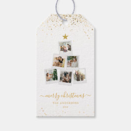 Modern fotosamling i Julgran Presentetikett