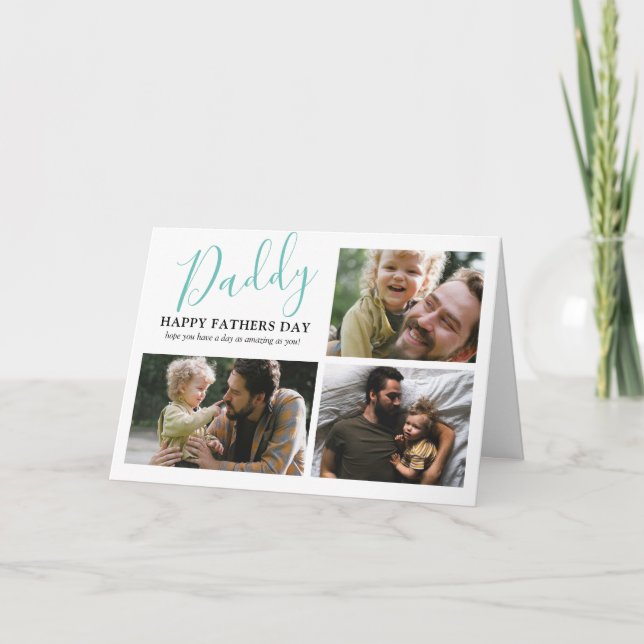 Modern fotosamling i Lycklig Fars dag Kort (Framsida)