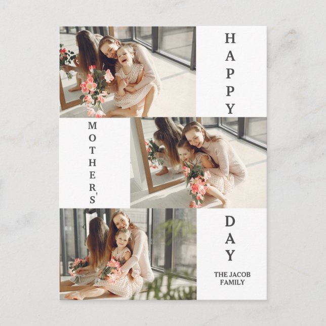 Modern fotosamling i Mors dag med enkel Elegant Helg Vykort (Framsida)