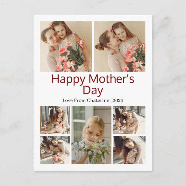 Modern fotosamling i Mors dag med enkel Elegant Helg Vykort (Framsida)