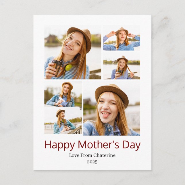 Modern fotosamling i Mors dag med enkel Elegant Helg Vykort (Framsida)