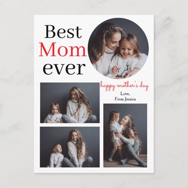 Modern fotosamling i Mors dag med enkel Elegant Helg Vykort (Framsida)