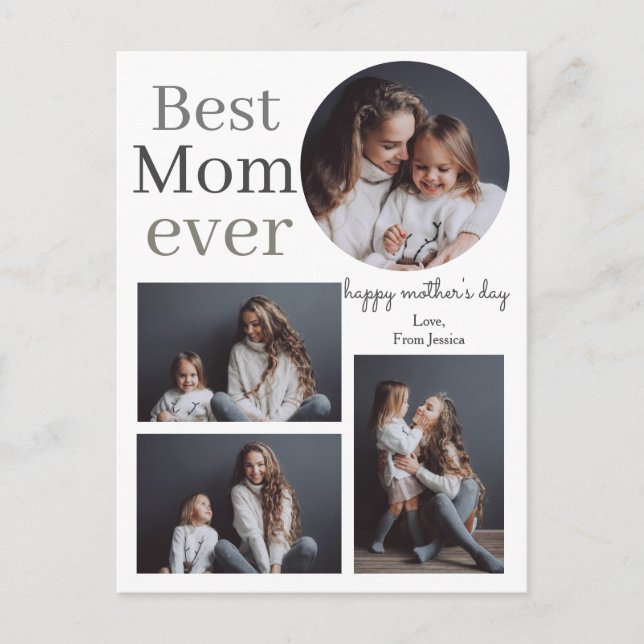 Modern fotosamling i Mors dag med enkel Elegant Helg Vykort (Framsida)
