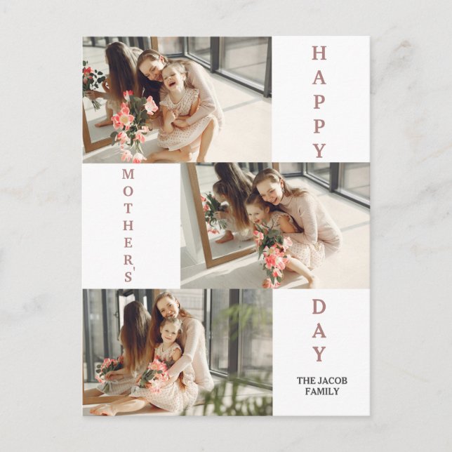 Modern fotosamling i Mors dag med enkel Elegant Helg Vykort (Framsida)