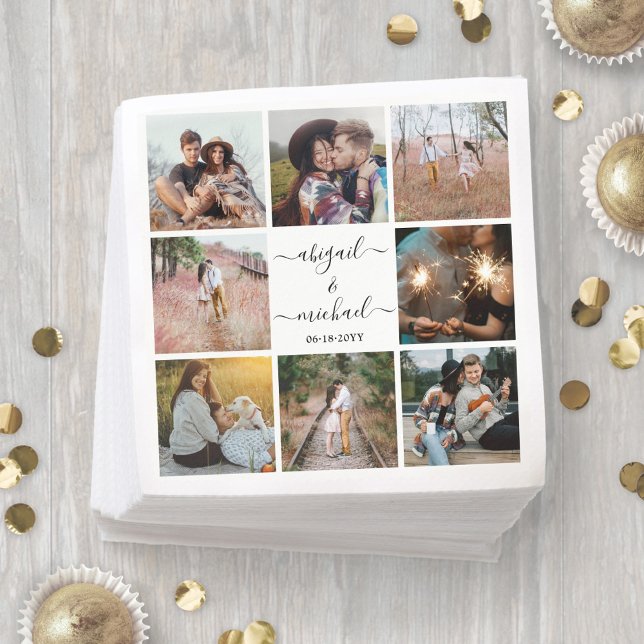 Modern fotosamling och enkel Callligraphy Bröllop Pappersservett (Skapare uppladdad)