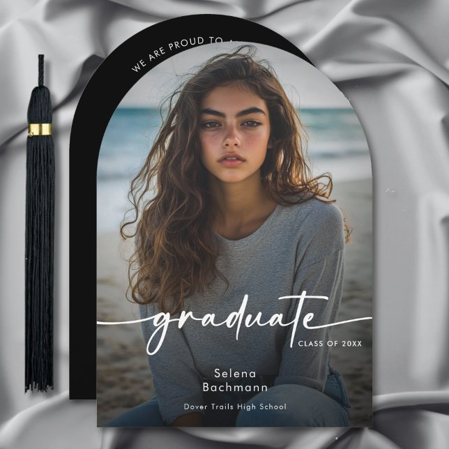 Modern fotoskript Studenten Arch-meddelande Inbjudningar (Skapare uppladdad)