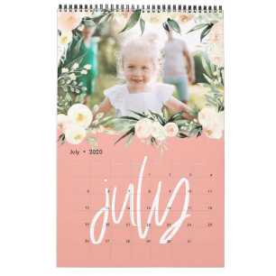 Modern fotoskriptkalender för vattenfärgsfärger i  kalender
