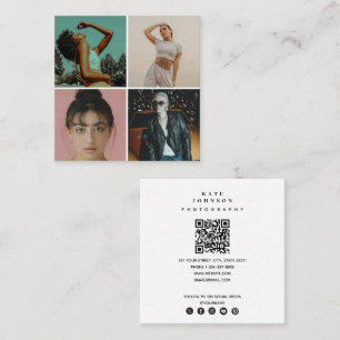 Modern fotoskrivare 4 Fotoruterkod QR Fyrkantigt Visitkort
