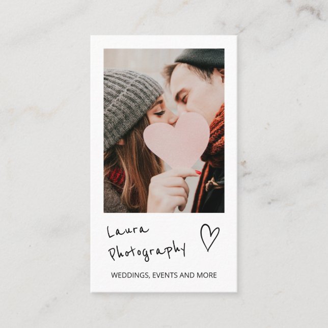 Modern fotoskrivare för bröllop 2 fotokollage visitkort (Framsida)