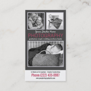 Modern fotoskrivare i Dam med 3 exempelfoton Visitkort