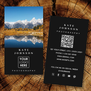Modern fotoskrivare Logotyp QR Code Social Media Visitkort