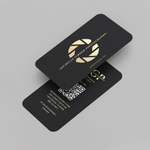 Modern fotoskrivare Monogram Black Guld Lens Visitkort