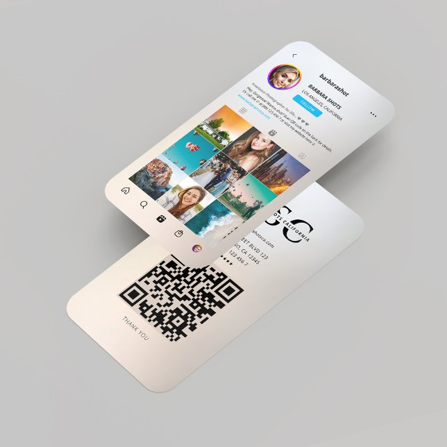 Modern fotoskrivare Silver Guld Instagram Grid Visitkort (Modern Photographer Silver Gold Monogram Professional Instagram Grid Business Card
)