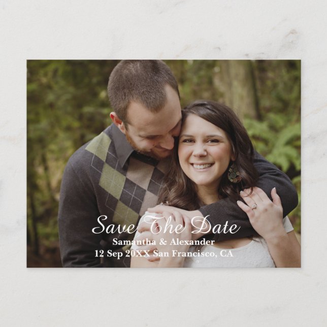 Modern fotospara datum meddelande vykort (Framsida)