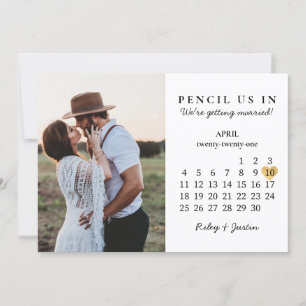 Modern fotospara datumkalender april inbjudningar