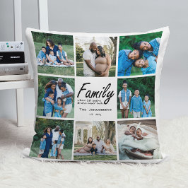 Modern fotostödrasterkollage för familjetypgrafi kudde