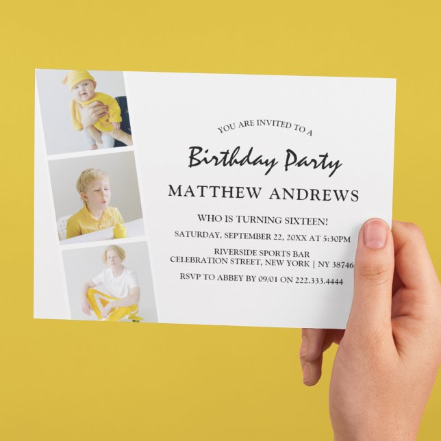 Modern fotostrip-kollage | Alla åldrar | Födelseda Inbjudningar (Skapare uppladdad)