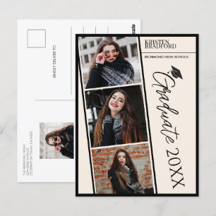 Modern fotostrips Beige Studenten-meddelande Vykort