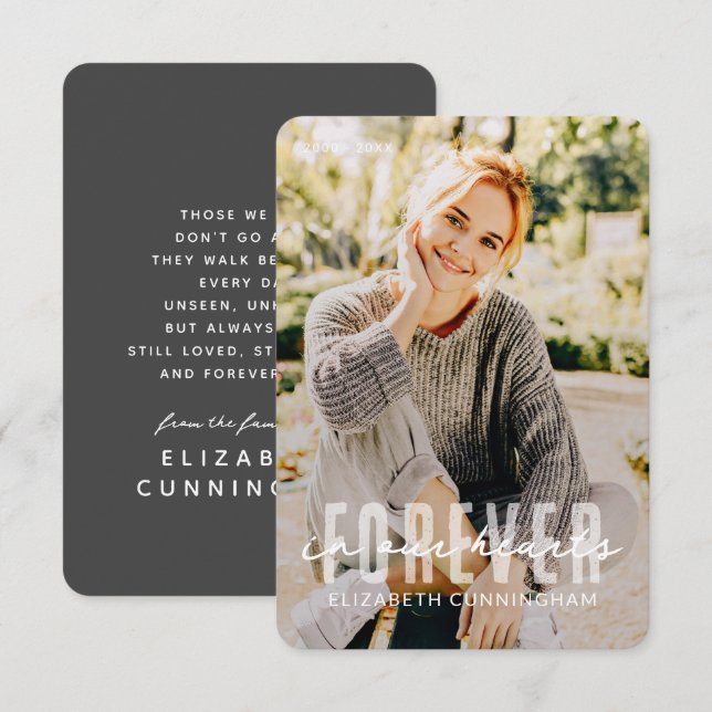 Modern fotot med enkel Elegant i våra hjärtan Tack Kort (Fram/baksida)