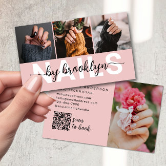 Modern fotot QR-kod Nail Artist Visitkort