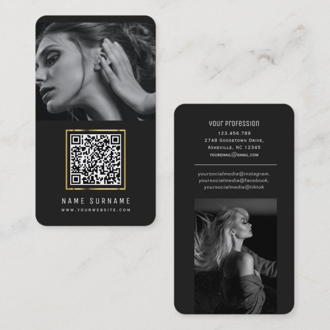 Modern fotot QR-kodskanningsbart streckkodsnätverk Visitkort (Fram/baksida)
