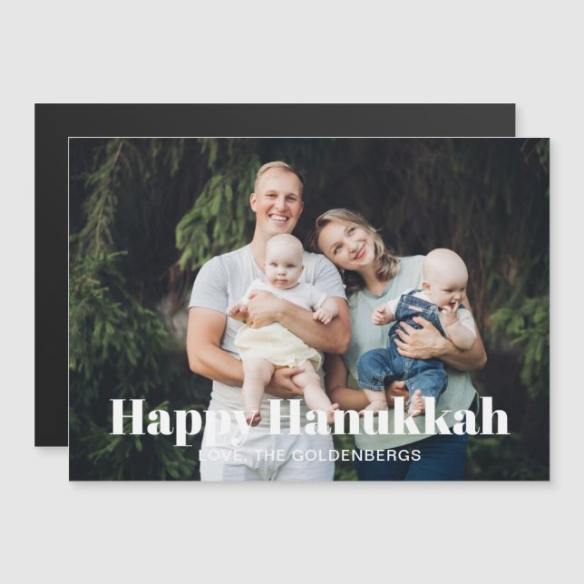 Modern fototext bild anpassningsbar Hanukkah-kort (Fram/baksida)