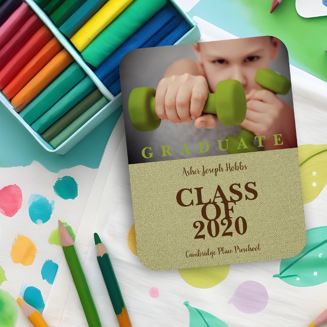 Modern fototextil i Studenten i grundskolan Magnet (Elementary School Graduation Modern Photo Fabric Magnet.)