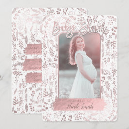 Modern Fototillbehör för baby shower med rosa rosé Inbjudningar