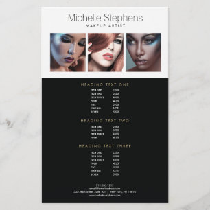 Modern fototrio för Makeup-artister Pris lista Flygblad