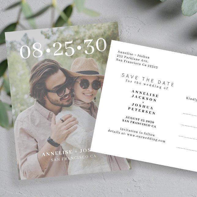 Modern fototypografi bröllop spara datum meddelande vykort (Skapare uppladdad)