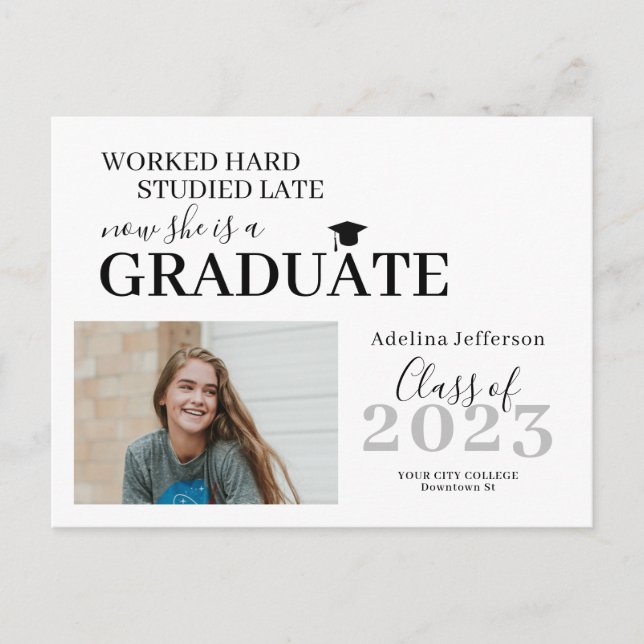 Modern fototypografi student studenten inbjudan vykort (Framsida)