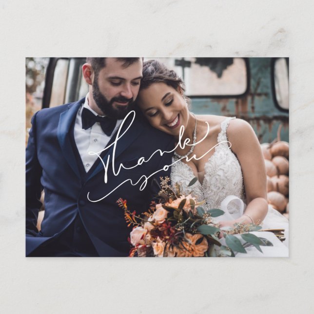 Modern fotovykort i Tack Personligt bröllp Vykort (Framsida)