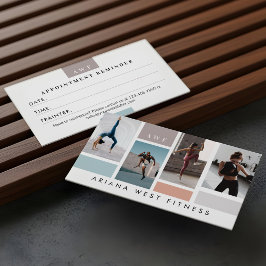 Modern Four Photo Collage Personal Trainer Fitness Tidsbeställning Kort
