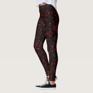 Modern Fractal Art Red Mönster Black Snyggt Leggings